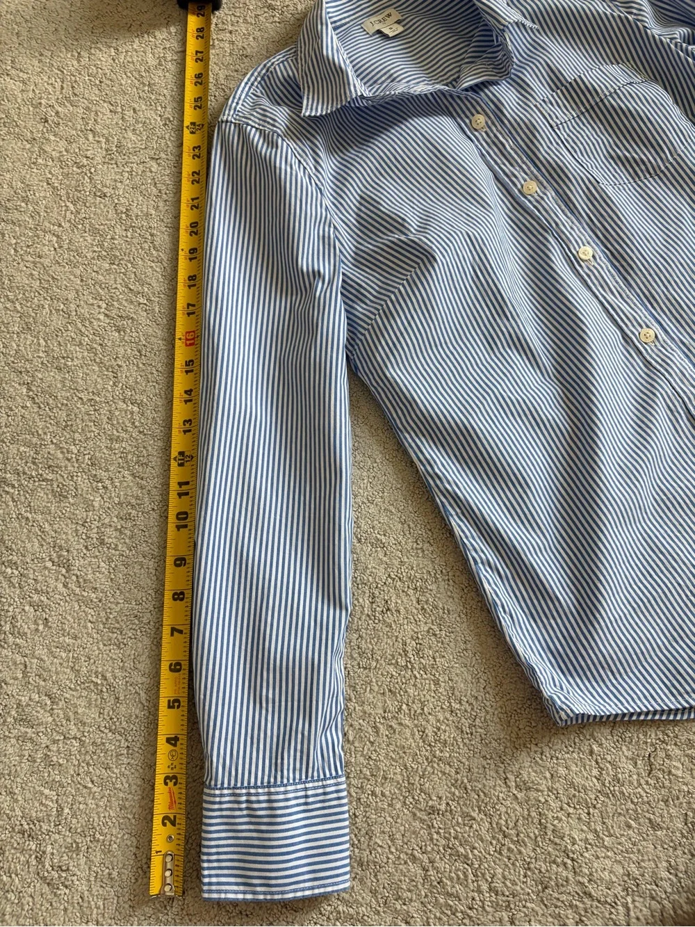 J. Crew Blue and White Narrow Stripe Button-Down Shirt size S
